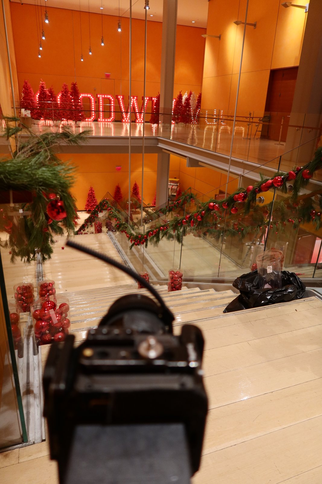 The camera rig being set up before an event